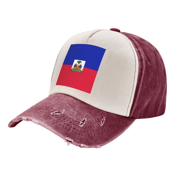 Men Women Haitian Flag Pattern Baseball Cap Golf Dad Hat Adjustable Low Profile Cotton Hat