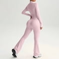 thumbnail image 5 of WULMLEO Womens Slim Fit Matching Workout Sets Zip‑Up Long Sleeve Jacket And Stretch Flare Leggings Active Outfits Pink XL, 5 of 9