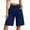 *Navy, variant on ClodeEU Women's High Waist Linen Blend Bermuda Shorts,Relaxed Straight Leg Knee Length Shorts with Pockets Army Green,Women's Plus L