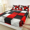 thumbnail image 3 of jejeloiu Stereoscopic Grid Twin Sheet Sets,Modern Geometric Pattern Twin Fitted Sheet,White Red Black Flat Sheet For Kids,Microfiber Bedroom Decor,3-Piece, 3 of 7