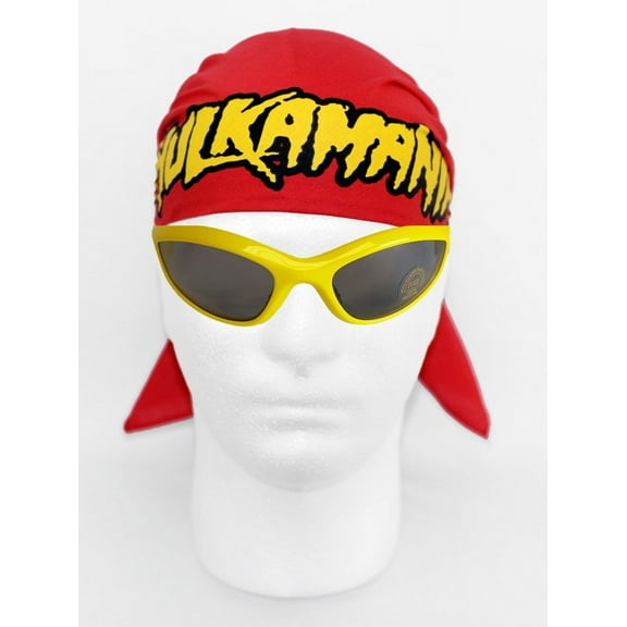 Wrestler Hogan Costume Red Bandana Yellow Sunglasses for Halloween & Cosplay