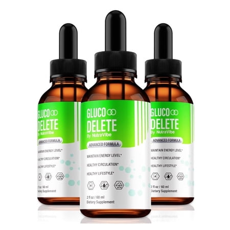 (3 Pack) Gluco Delete Drops, GlucoDelete Liquid Formula - Naturally Supports Healthy Circulation and Stable Levels, Official Glucose Delete Extract Review (90 Servings)