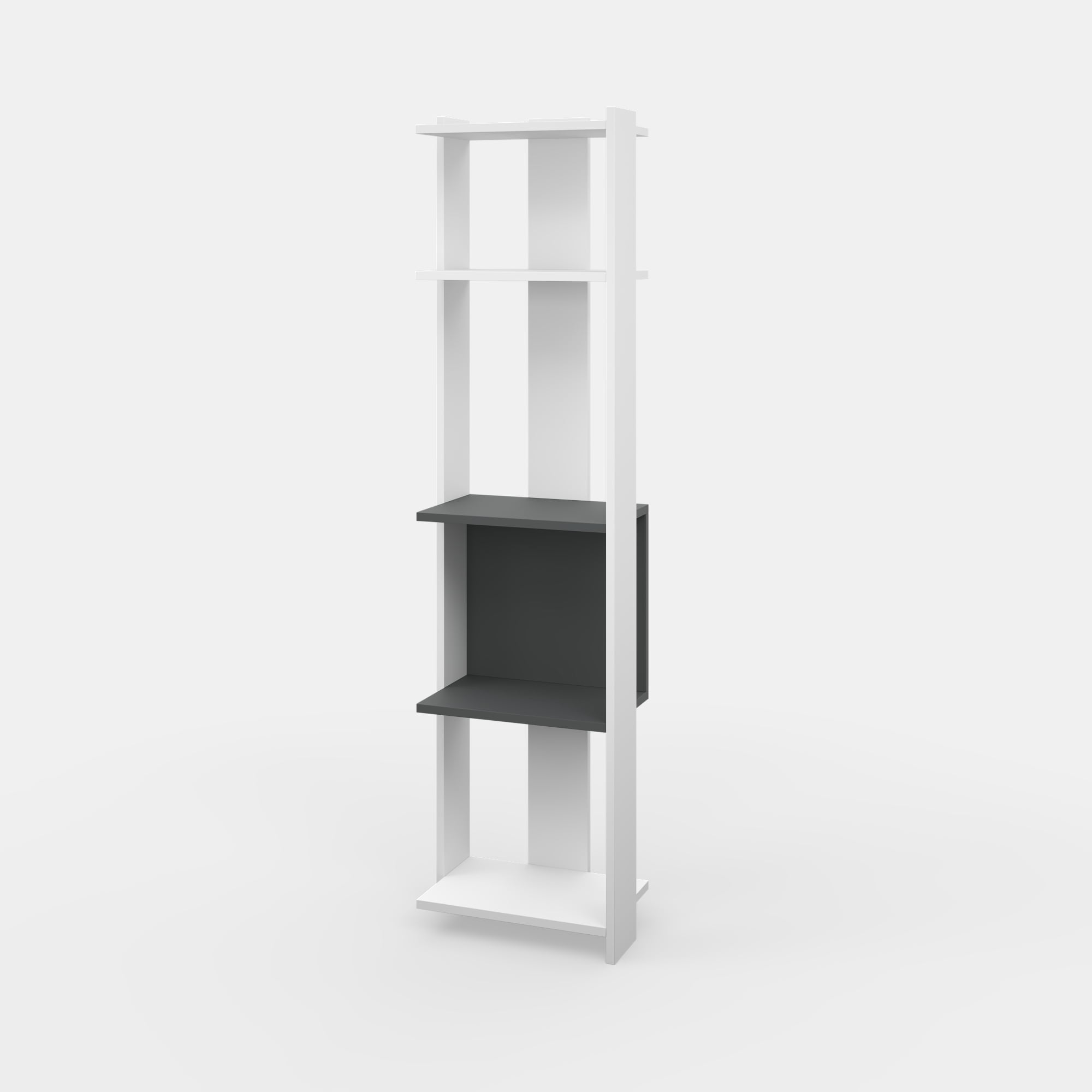 Ada Home Decor Abis 4 Tier Open Shelf Narrow Modern Bookcase, White Anthracite