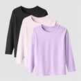 thumbnail image 2 of HCNTES Boys T-Shirt with Long Sleeve, Crew Neck Super Soft Cotton Loose Fit Casual Pullover Tees 3-Pack(Black,4-5 Years), 2 of 4