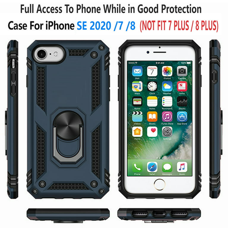 For Apple iPhone 8 7 Plus Shockproof Phone Case +Tempered Glass Screen  Protector