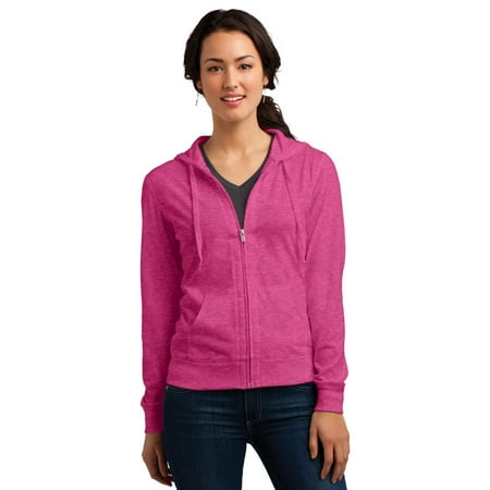 DT2100 Juniors Lightweight Full-Zip Hoodie - Dark Fuchsia Heather - 2X-Large