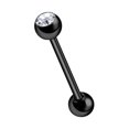 thumbnail image 1 of (14g ) Barbell Tongue Ring Anodized Black Titanium with Jewel, 1 of 3