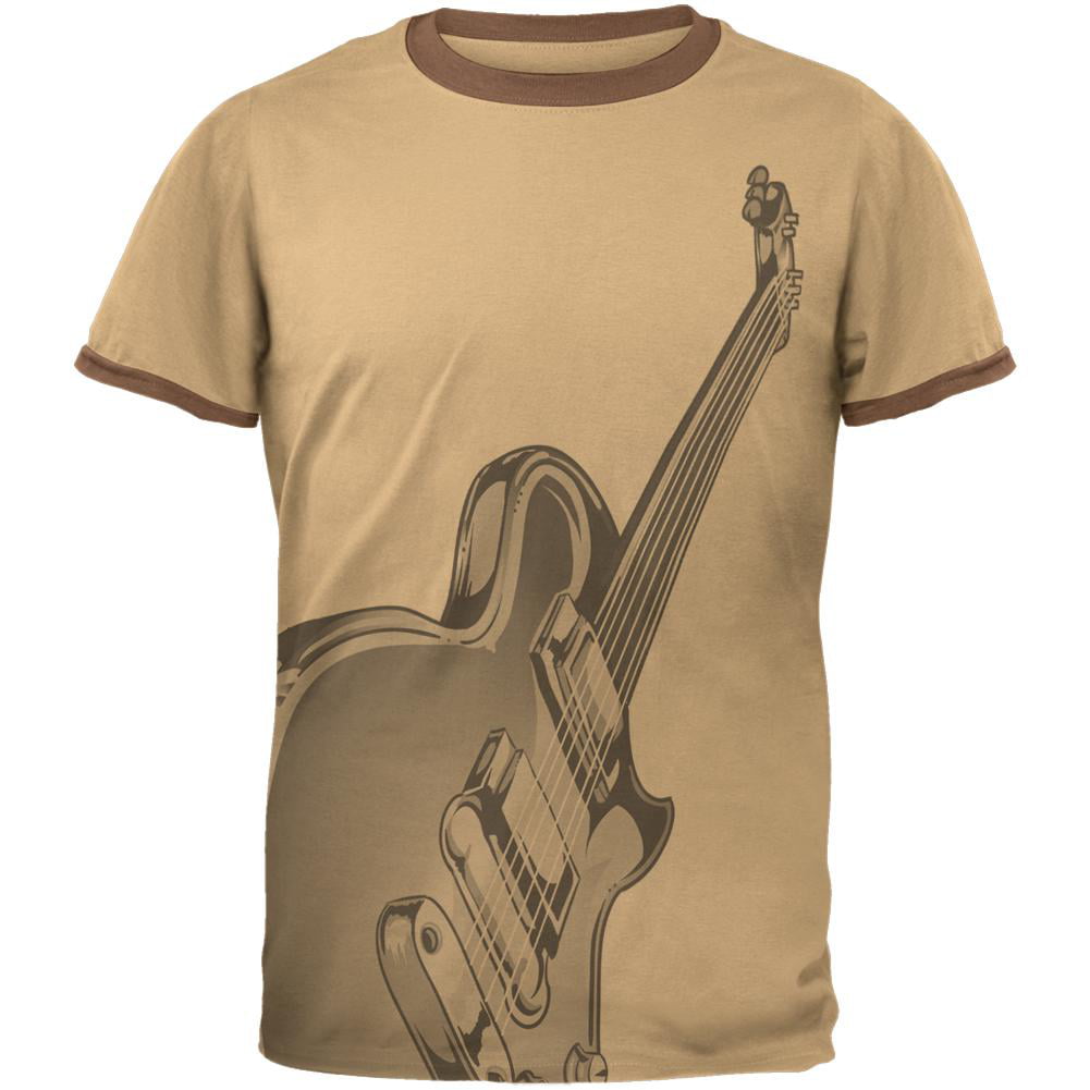 Old Glory - Electric Air Guitar Funny Costume Mens Ringer T Shirt Tan ...