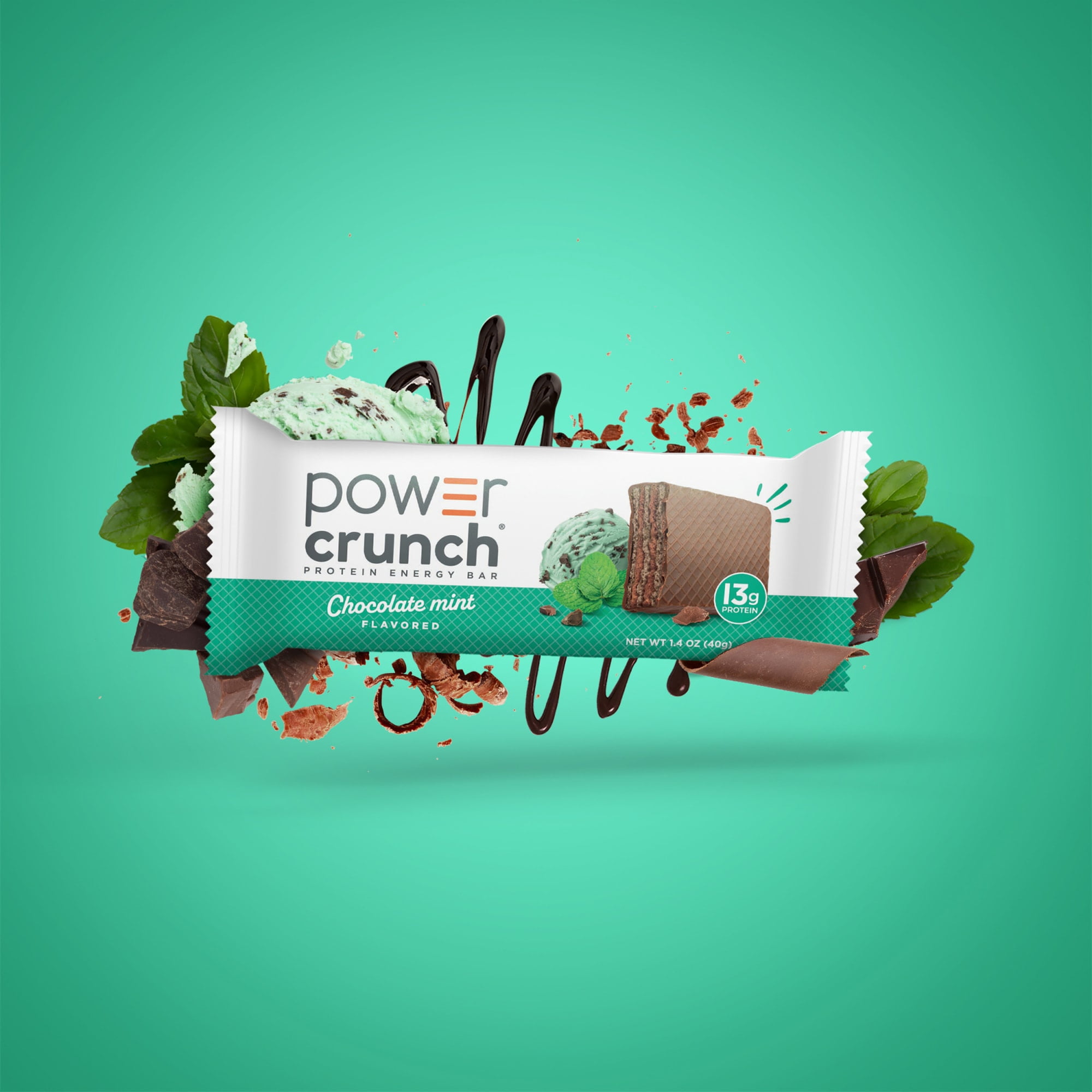(6 pack) Power Crunch Protein Energy Bars, Chocolate Mint 1.4oz, 5 Count Carton