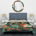 thumbnail image 3 of Designart "Mid Century Innovations Green and Orange IV" Modern Midcentury Bedding Covert Set - Abstract Midcentury Green Abstract Bed Set With 2 Shams, 3 of 6