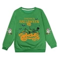 thumbnail image 3 of Krdevn Kids Everyday Is Halloween Skeleton Pumpkin Ghost Baseball Graphic Crewneck Sweatshirt Long Sleeve Casual Pullover Top for Halloween Holiday Wear Green,13-14 Years, 3 of 4
