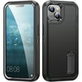thumbnail image 3 of For Apple iPhone 14 Pro Max (6.7") Hybrid Protective Hybrid Armor 3 in 1 Shockproof with Kickstand Heavy Duty Rugged Case Cover fit iPhone 14 Pro Max - Black, 3 of 8