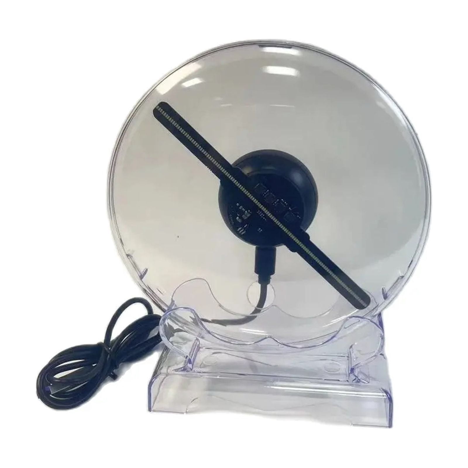 Hologram Fan Projector, 5.5in/14cm 3D Holographic Projector With Transparent Cover Bracket 128 LED Hologram Desktop Advertising Christmas Halloween Gift