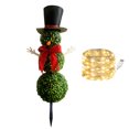 thumbnail image 2 of Dserfhy Christmas Snowman Topiary Artificial Snowman Shaped Topiary Tree with Bow And Hat Outdoor Boxwood Topiary with Stake for Home Porch Decor, 2 of 8