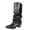 Black, variant on Purcolt Womens Rivets Trim Fold Over Shaft Mid-Calf Boots Vintage Trendy Pointed Toe Low Block Heel Tall Western Cowgirl Boots Comfort Casual Non-Slip Pull On Booties