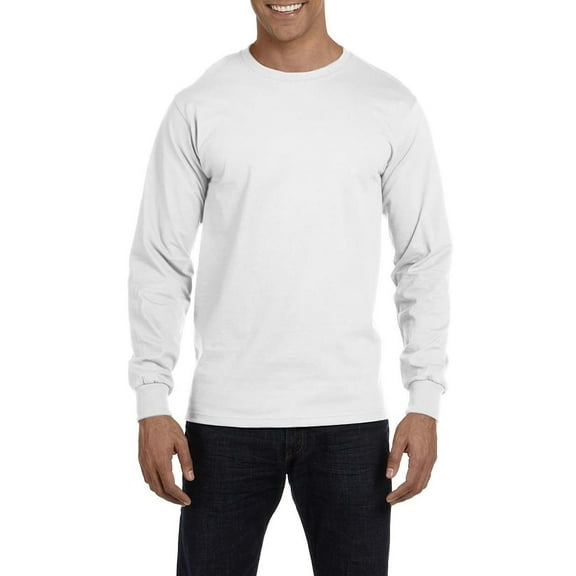 JustBlanks Adult 50/50 Long-Sleeve T-Shirt, White, 2X