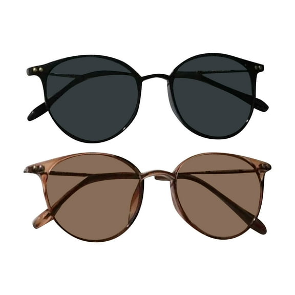 WTOBBY Leopard Print Fashion Sunglasses (2 Pack), Retro Black/Brown Gradient Lenses, Unisex Plain Frame Shades for Women Men,Black