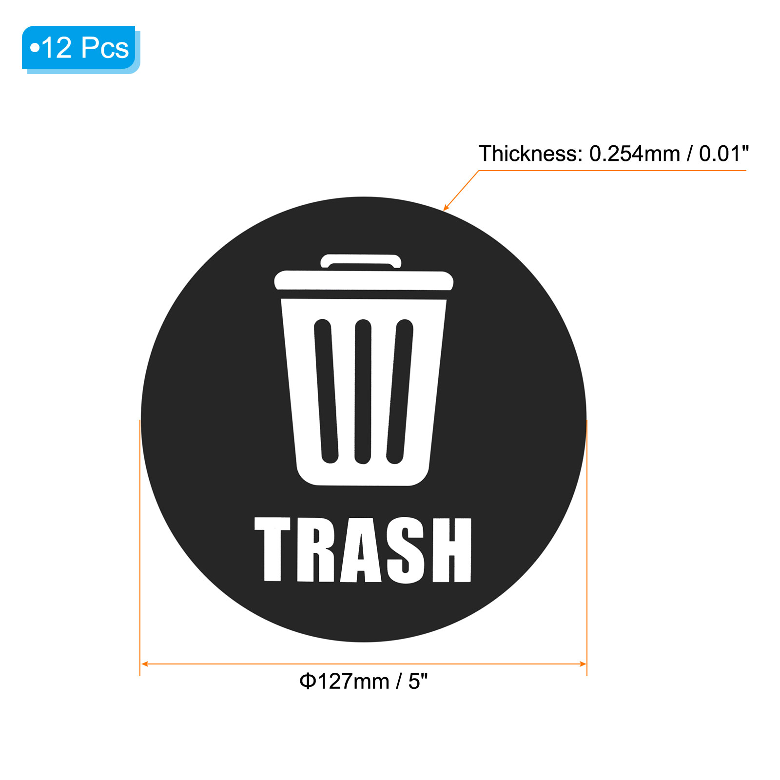 Unique Bargains Self-Adhesive Sign Decals Recycle Trash Sticker Bin Label Black
