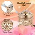 thumbnail image 5 of Matashi Home Decorative Dining Tabletop Showpiece Rose Gold Sugar Bowl, Honey Dish, Glass BowlDetailed Intricate Design and Flower on Cover with Crystal Studded Spoon, 5 of 7