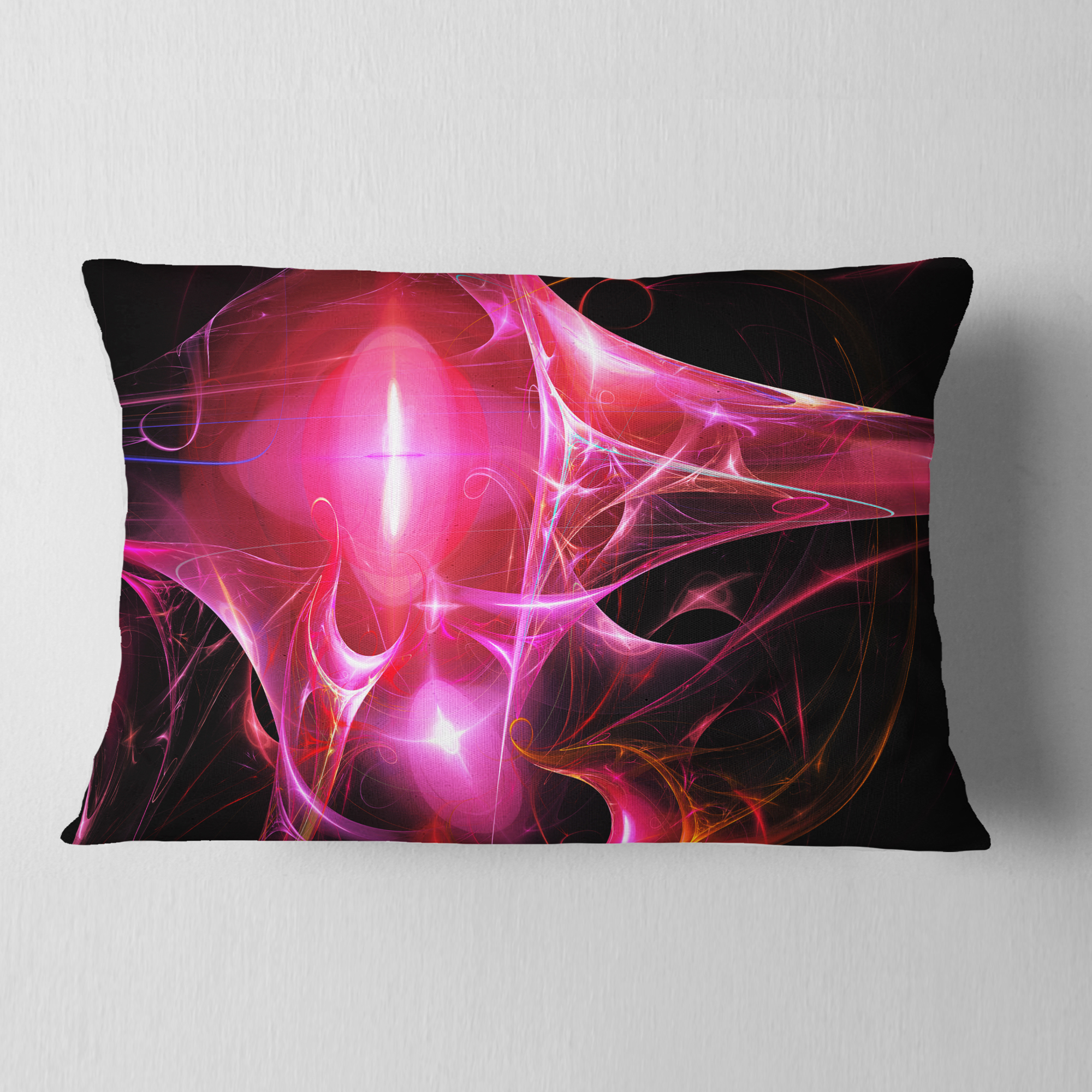 Designart Red Bright Candle - Abstract Throw Pillow - 12x20