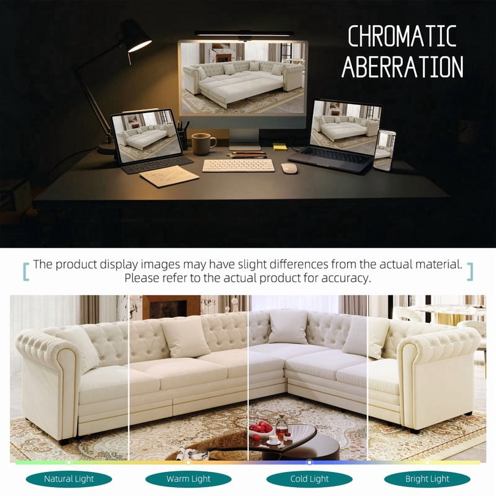 L-Shaped Chesterfield Sectional Sofa Set with Pull-Out Bed, Oversize Convertible Sleeper Sofa, Button Tufted Large Couch