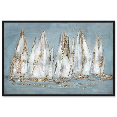 Doll Memories - Sailing Horizons Coastal Canvas Glam Beach Wall Art by Art Remedy, Black Frame, 15" x 10"