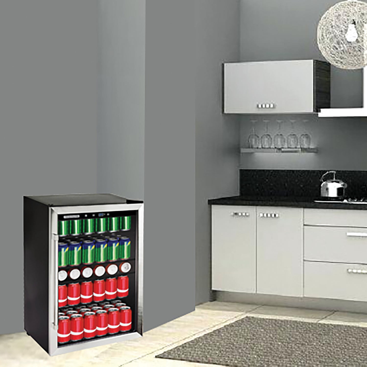 Frigidaire 4.4-Cu-Ft. 126-Can Stainless Steel Door Beverage Center Compact Refrigerator, Black & Silver