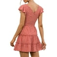thumbnail image 4 of Gvmfive Women Short Sleeve Ruffles Dress Summer V Neck Mini Dress, 4 of 5