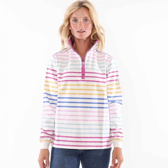Lazy Jacks Womens Striped Quarter Zip Sweatshirt