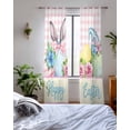 thumbnail image 3 of Easter Sheer Curtains 84 Inch Length 2 Panels Set for Living Room/Bedroom, Spring Watercolor Bunny Eggs Flowers Pink Plaid Kitchen Curtains Grommet Semi-Sheer Curtains Window Treatments 42"x84"x2, 3 of 7