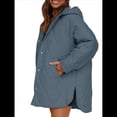 thumbnail image 2 of Chaqueta Larga con Capucha y Acolchado de Rombos para Mujer, Abrigo de Invierno de Moda, Holgado y de Gran Tamaño, Chaquetas Cálidas de Larga. Azul M, 2 of 7