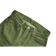 Saucezhan Mens Jeans Vulcanization Olive Green Selvedge Denim Jeans Vintage Regular Fit Taper Leg