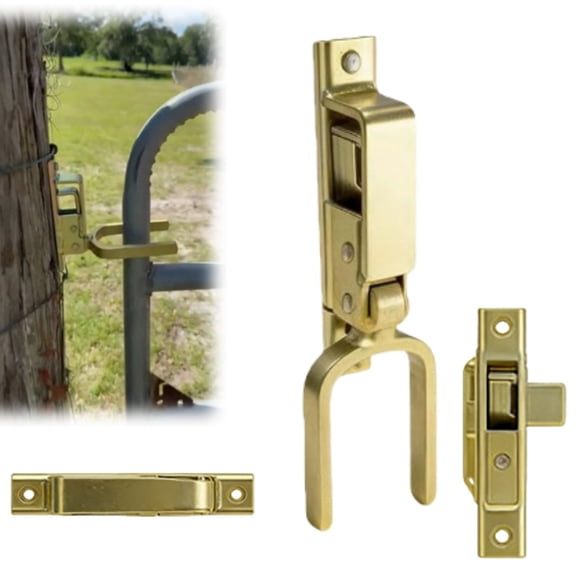 Heavy-duty farm gate latch with automatic spring lock - one-hand operation for ranch, outdoor fence & backyard - rust-resistant steel construction - easy installation on wood, metal & pipe gates(1pc)