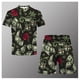 thumbnail image 4 of Traje informal de verano para hombre, camiseta estampada + Pantalones cortos de playa, Camiseta de cuello redondo, 2 piezas, talla asiática, XXS-6XL, 4 of 4