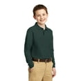 thumbnail image 4 of Port Authority Youth Long Sleeve Silk Touch Polo-XL (Dark Green), 4 of 6