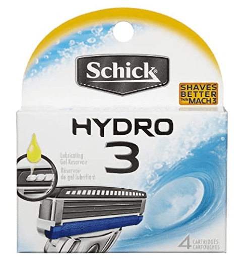 Schick Hydro 3 Refill Blade Cartridges for Men, 4 count