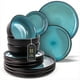 thumbnail image 5 of MAGMALIFE Vajilla Moonlight, Set De 12 Piezas De Gres Resistente A Rayaduras, Con Platos Grandes, Pequeños Y Tazones. Elegante, Duradera, Para 4 Personas, Apta Lavavajillas Y Microondas (Negro), 5 of 11