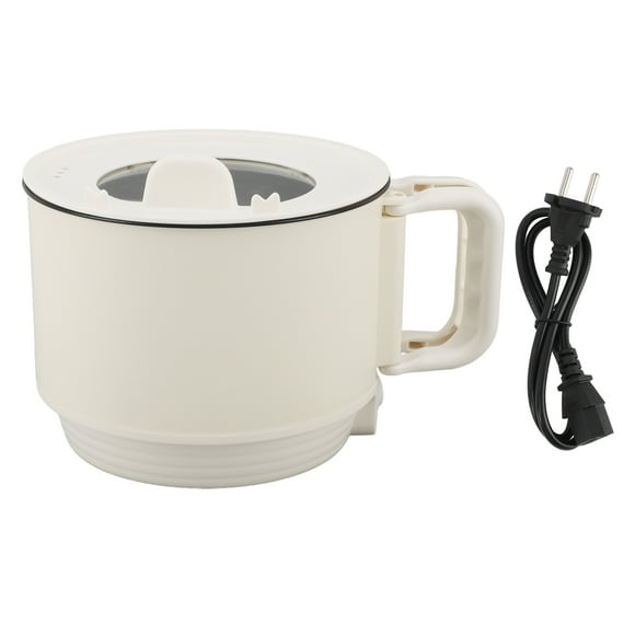 FYBTO Electric Hot Pot 1.8L 600W 2 Gear Portable Non Stick Mini Multifunctional Cooker with Handle for Pasta Soup Steak Egg Oatmeal White EU Plug 220V-090703