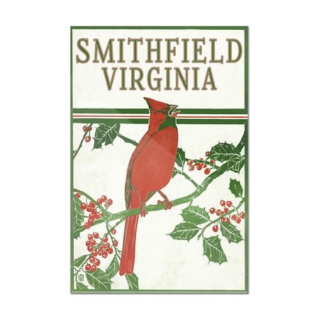 Manzanita Perch Multi Branch - Smithfield, Virginia - Cardinal Perched on a Holly Branch (8x12 Acrylic Wall Art Gallery Quality)