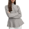 thumbnail image 2 of Womens Fall Fashion Mock Neck Ruffle Long Sleeve Sweater Gray XL, 2 of 8