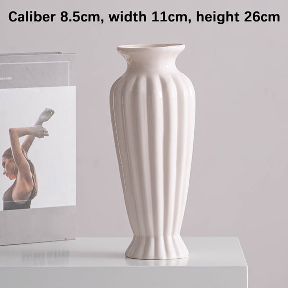 Amzcrzy The Vase White Ceramic Vase Modern Decorative Vase Home Decor Accents for Living Room Table Centerpiece Vases Gifts for Women Home Decor