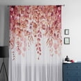 thumbnail image 5 of Red Eucalyptus Leaves Semi Sheer Curtains Drapes for Living Room, Bedroom, French Doors Window 54 Inches Long, Spring Floral Summer Botanical Rod Pocket Chiffon Curtain Drapery Voile Draperies Panel, 5 of 6