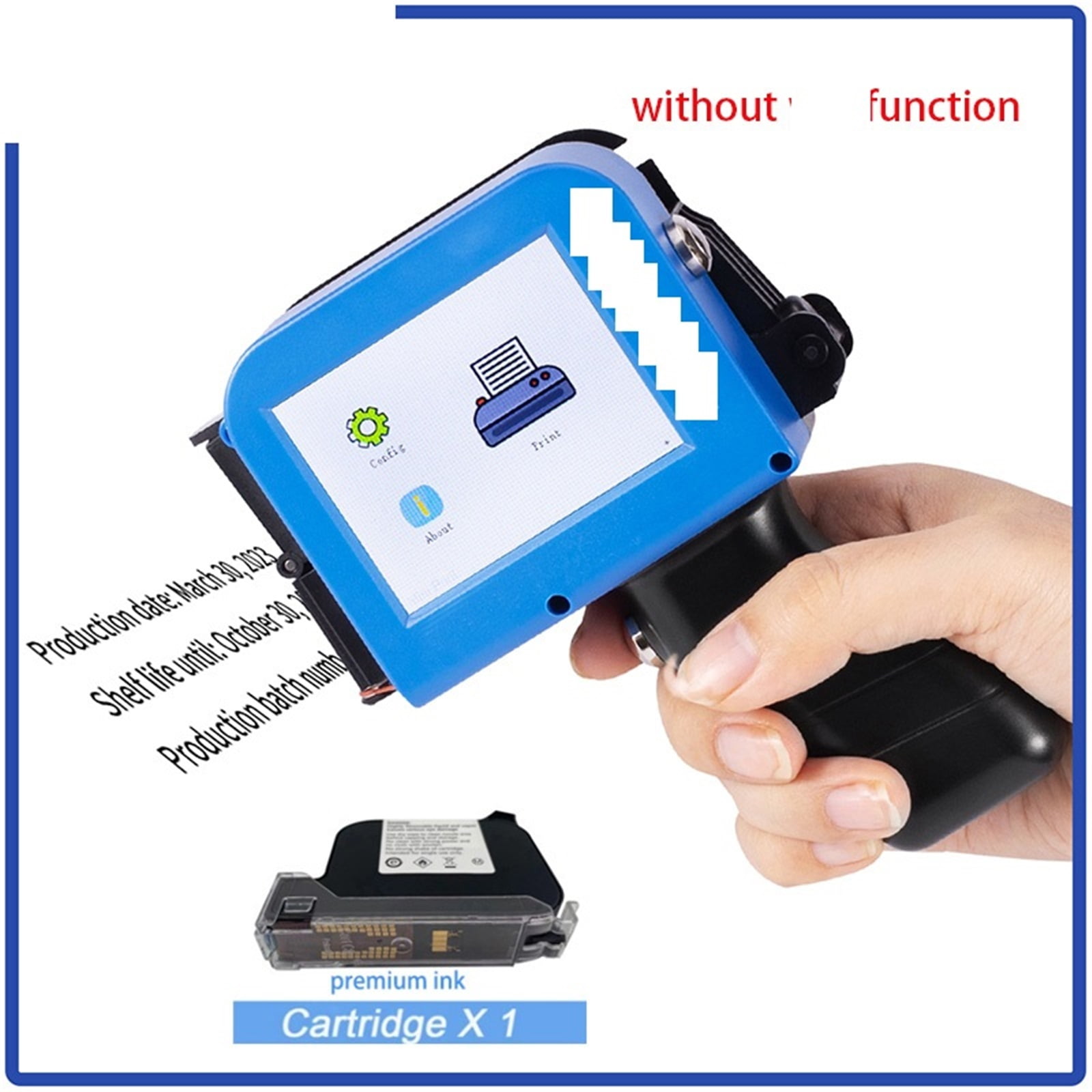 Include Cartridge 12.7mm Bar Batch Code Date Logo Expiry Label Portable Mini Handheld Jet Thermal Inkjet Printer ,Fast-Drying Ink with Crisp Output