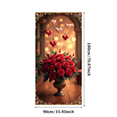 thumbnail image 1 of Red Roses Flower Vase Backdrop Photo Booth Background Romantic Hanging Hearts Wedding Photography Banner Valentines Celebrations Decor Event, 1 of 4