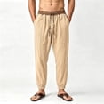 thumbnail image 2 of WRKEKC Mens Linen Pants Elastic Drawstring Waist Jogger Ankle Cuff Lightweight Trousers with Side Pockets for Summer Beach and Daily Relax Wear, 2 of 9