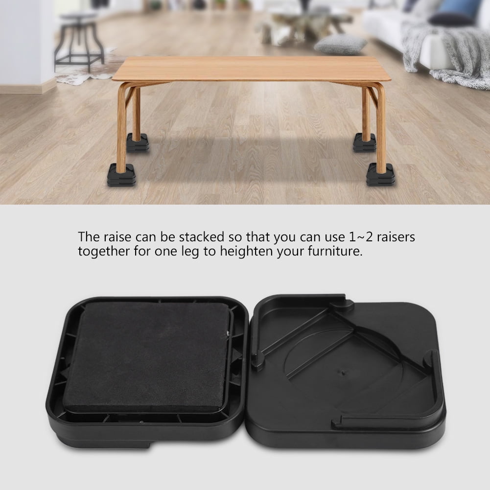 Tebru 8pcs/set Furniture Leg Risers Plastic Nonslip Riser for Table