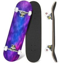 31'' Complete Skateboard 7 Layer Canadian Maple Double Kick Deck Skateboards night sky stars nebula clouds cosmos galaxy Skate Board for Beginner Adult Gifts