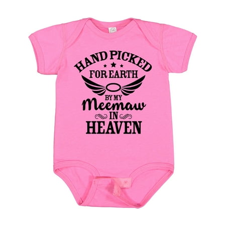 

Inktastic Handpicked for Earth by My Meemaw in Heaven with Angel Wings Gift Baby Boy or Baby Girl Bodysuit
