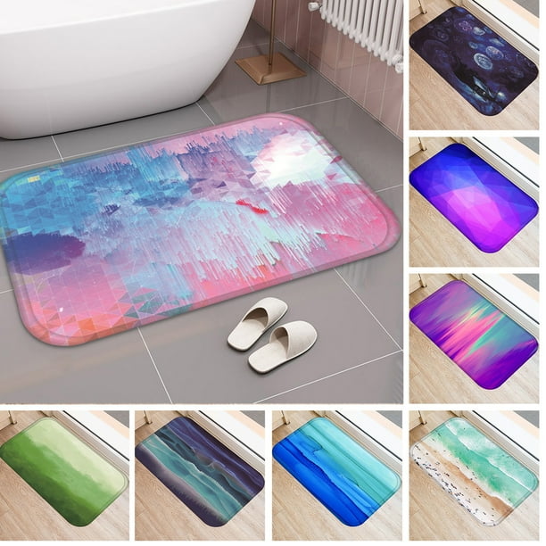 Travelwant Bath Mats for Bathroom, Bathroom Mats Rugs No Silp, Colorful Purple Flower Washable
