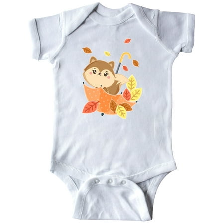 

Inktastic Cute Squirrel Playing in Umbrella with Autumn Leaves Gift Baby Boy or Baby Girl Bodysuit
